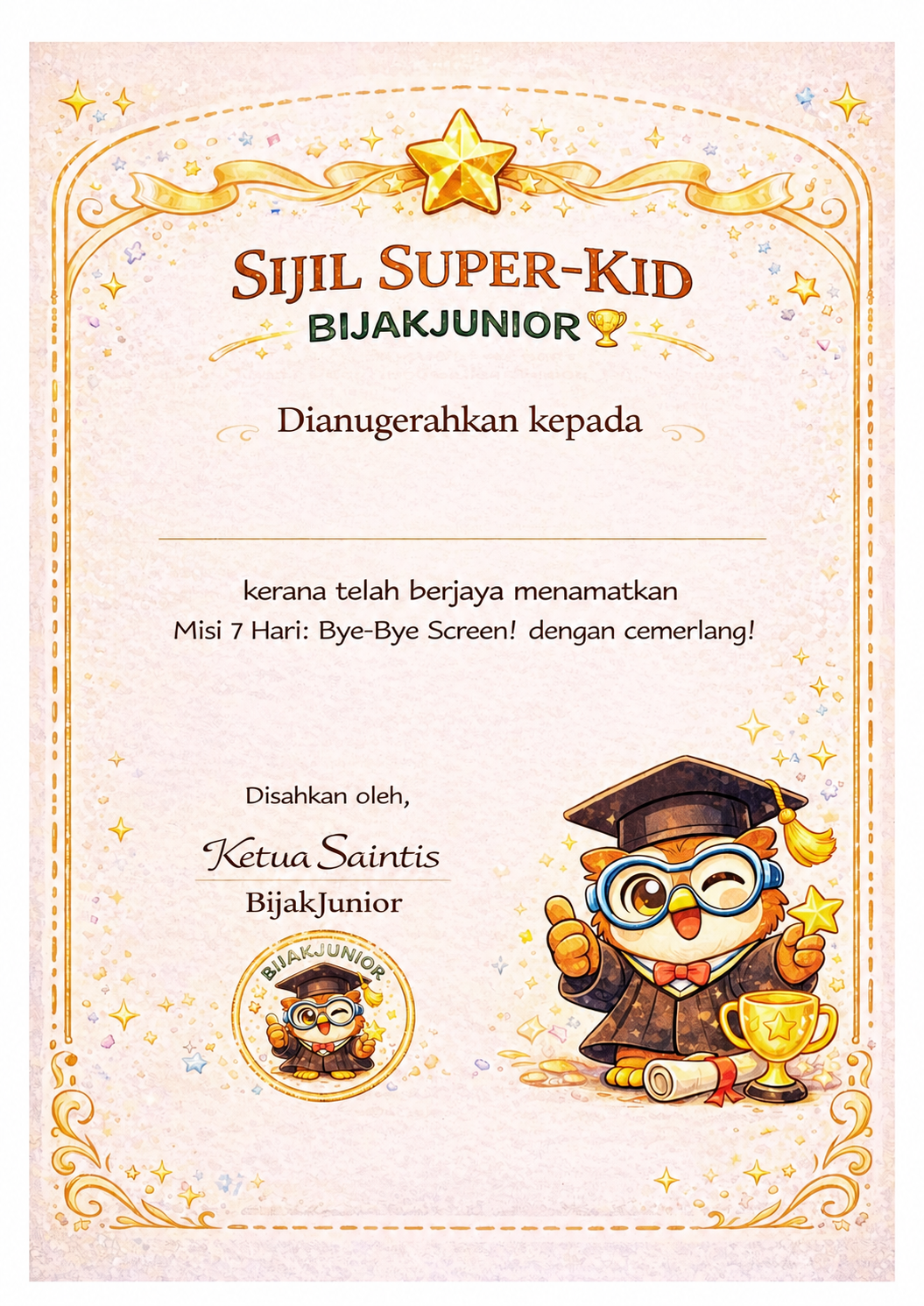 Sijil Super-Kid BijakJunior
